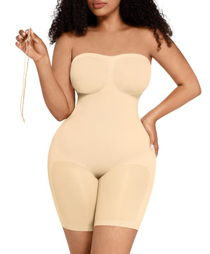 Strapless Mid-Thigh Tummy Control Bodysuit