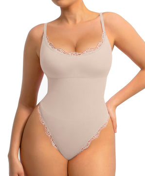 Lace Thong Tummy Control Bodysuit