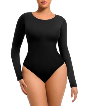 Long Sleeve Crew Neck Tummy Control Bodysuit