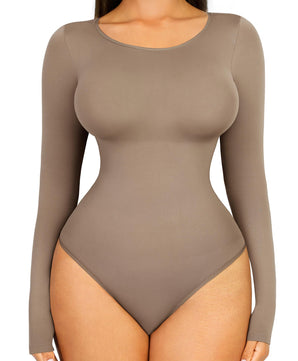 Long Sleeve Crew Neck Tummy Control Bodysuit