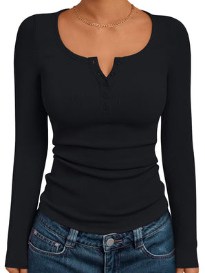 Skyns Ribbed Henley Long Sleeve Top